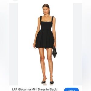 LPA Black Giovanna Pleated Mini Dress
